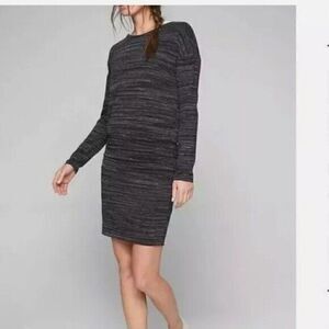 ATHLETA Avenues Dress Women's Size Small  Black Gray Stripe Blouson Jersey Style